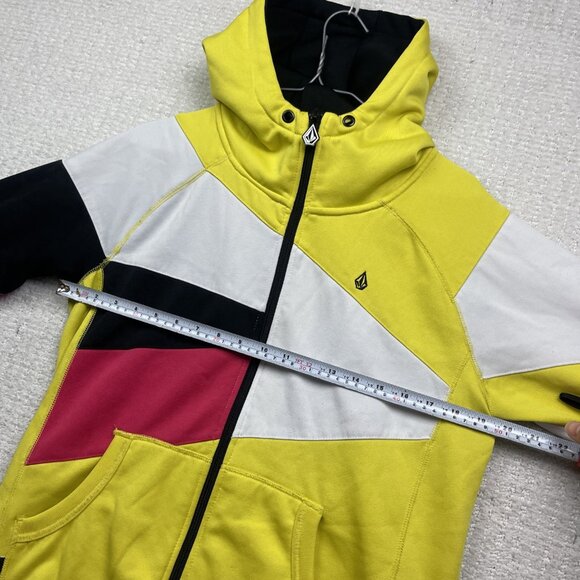 Y2K Volcom Color Blocks Hoodie Skateboards Punk Emo Women Sz L Pink / Yellow - Picture 9 of 16